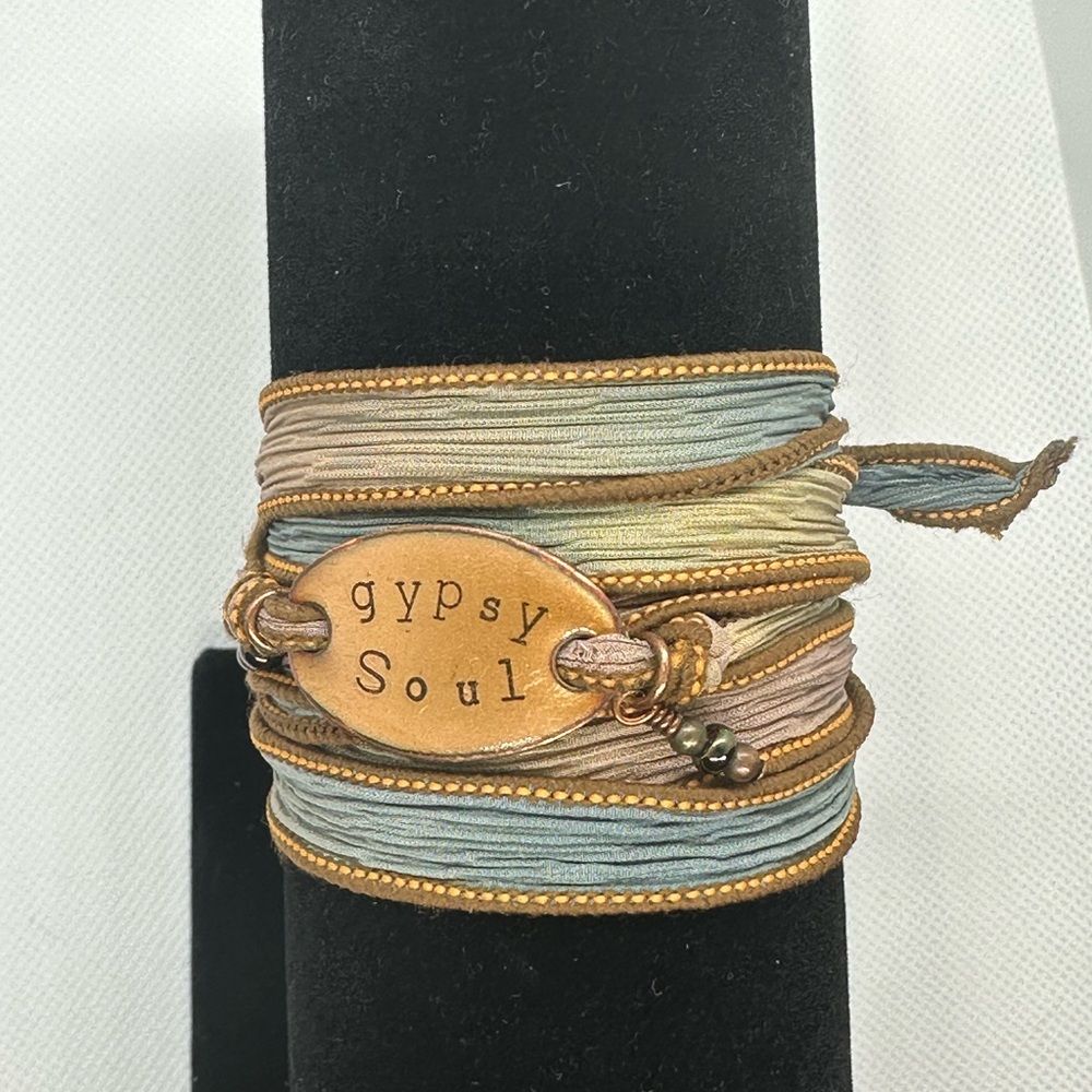 Gypsy Soul, Boho Silk Ribbon Wrap Bracelet